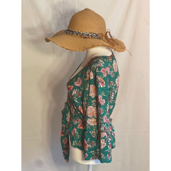 Birch 3/4 Sleeve Tie Front Flutter Blouse by BOG Collective - Size Small - Picture 3 of 12